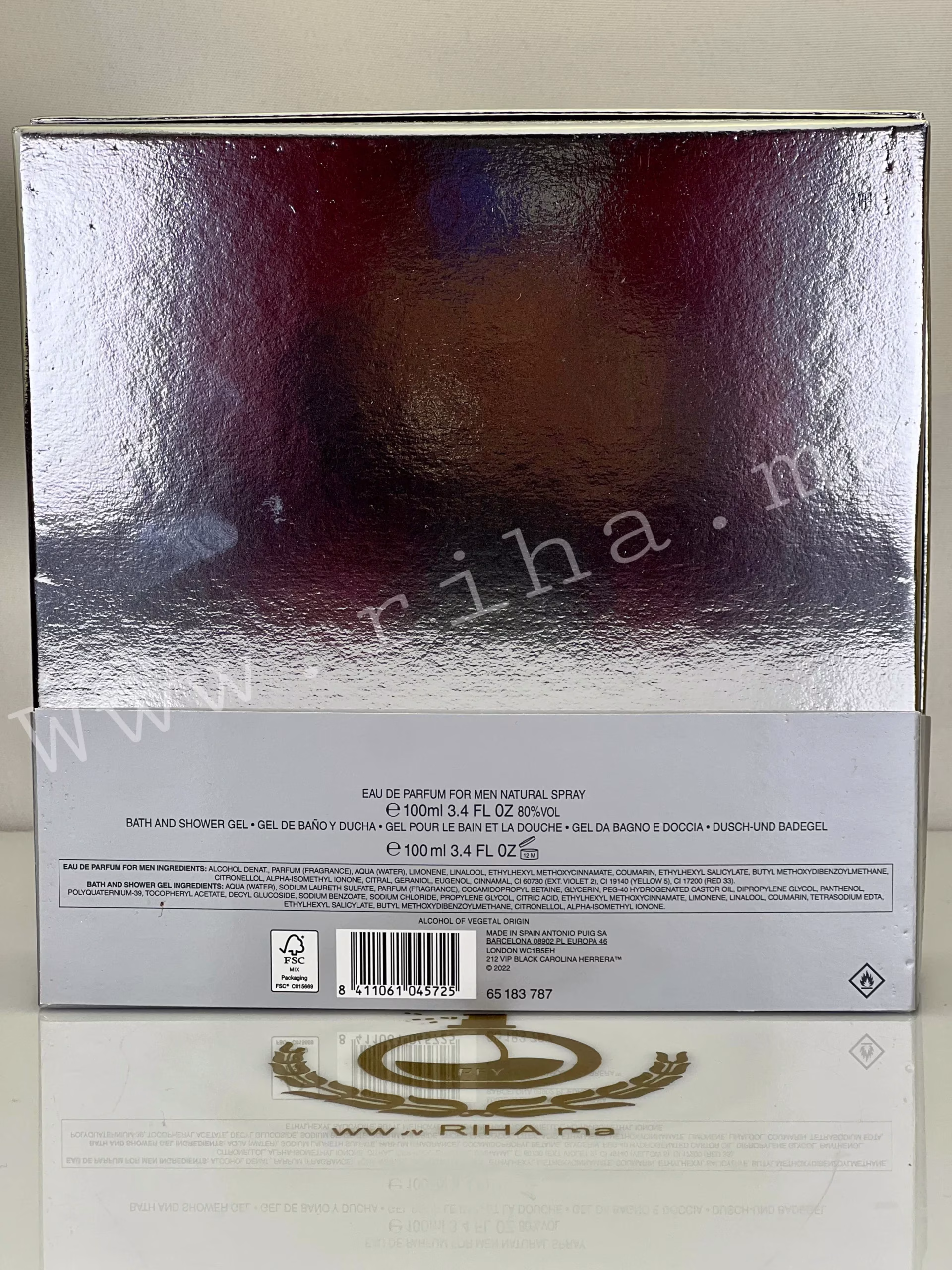 212 VIP Black – Carolina Herrera prix maroc cadeau
