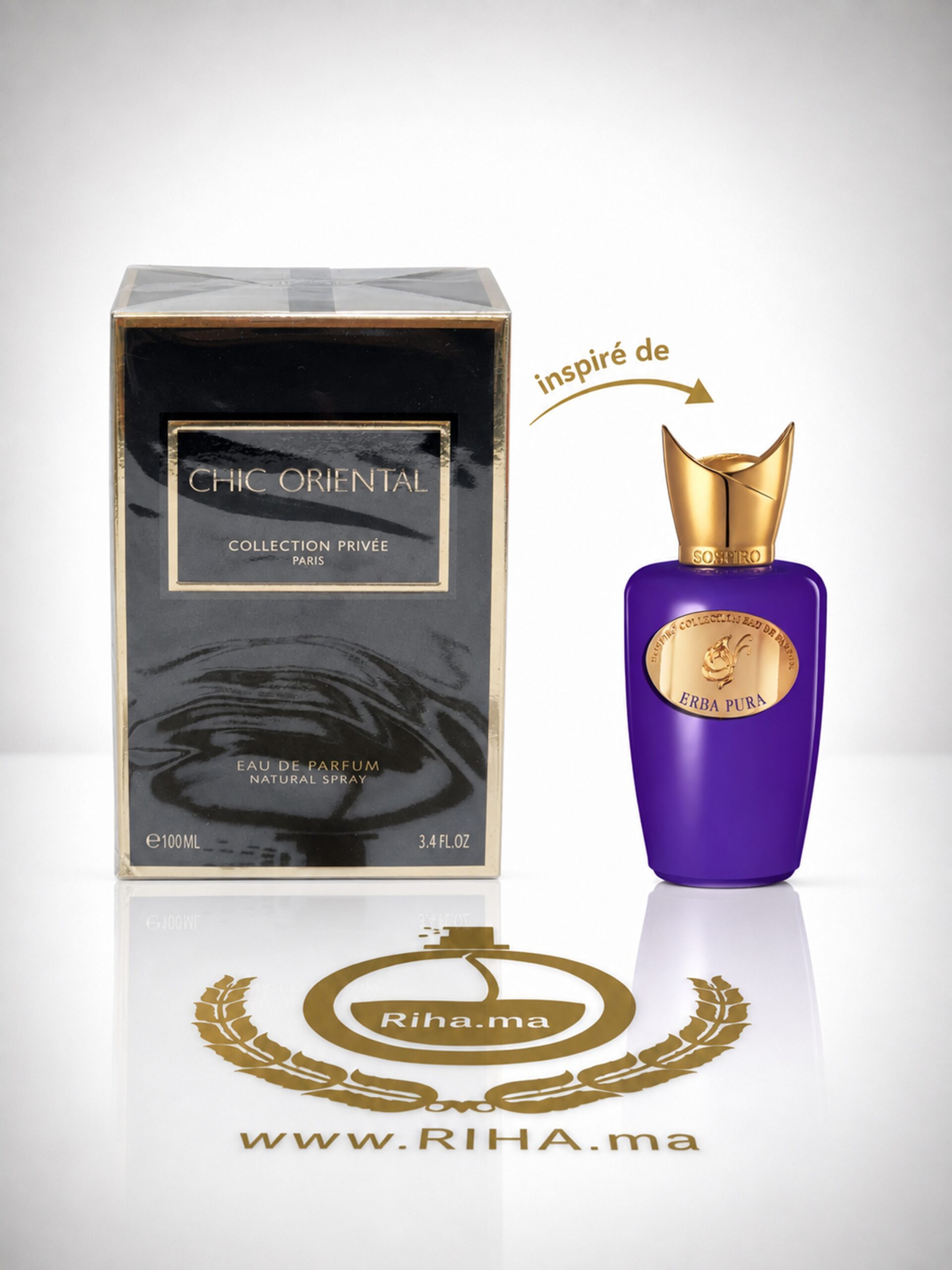 Chic Oriental eau de parfum 100ml Flacon de parfum chic oriental Geparlys 100ml sur fond sombre