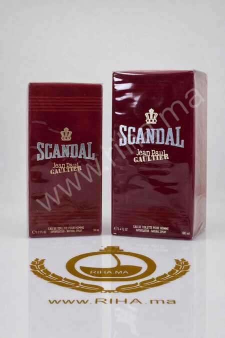 Flacon scandal jean paul gaultier eau de toilette homme sur fond sombre élégant