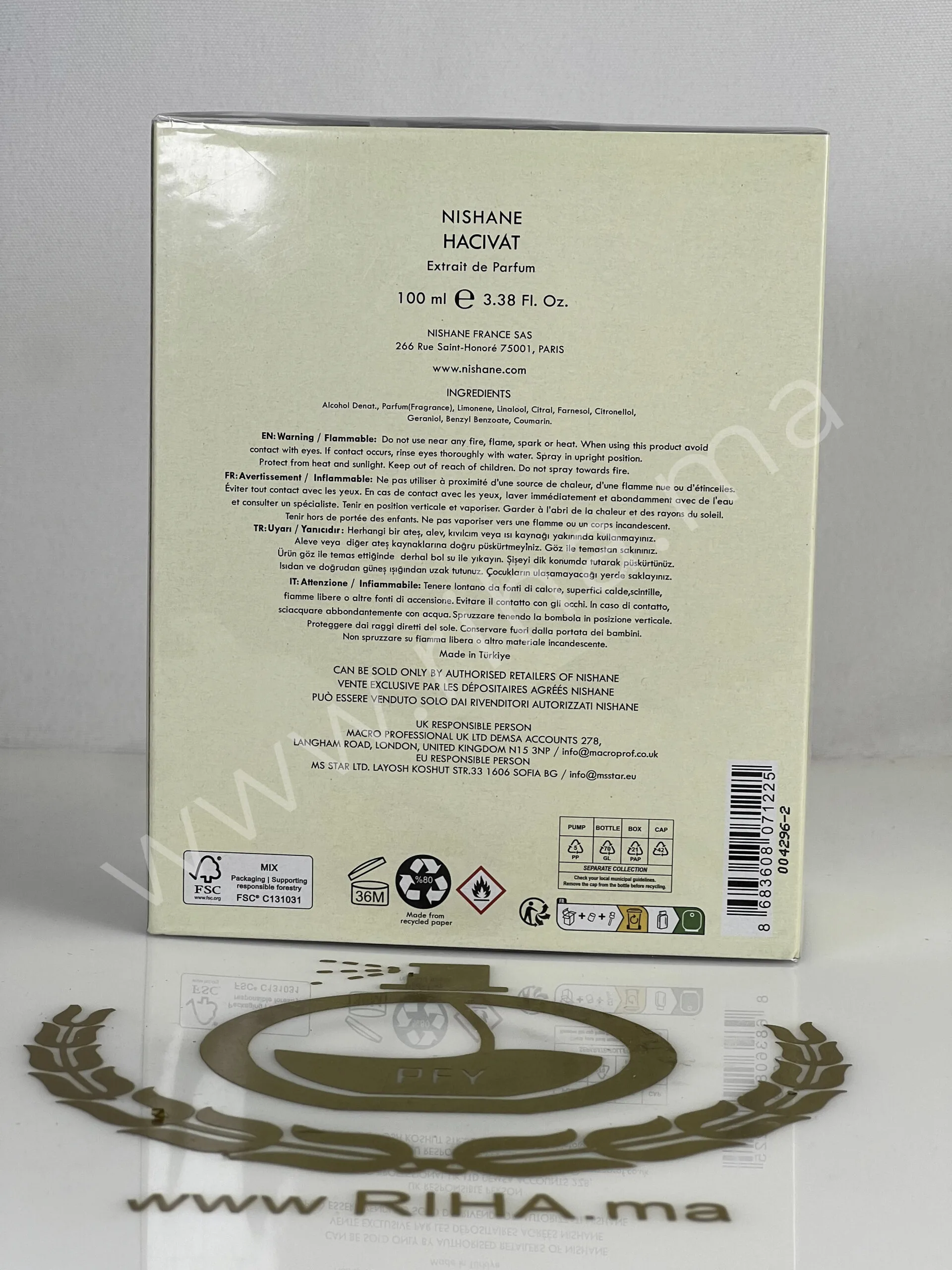 Nishane Hacivat Extrait de Parfum 100 ml Prix Maroc