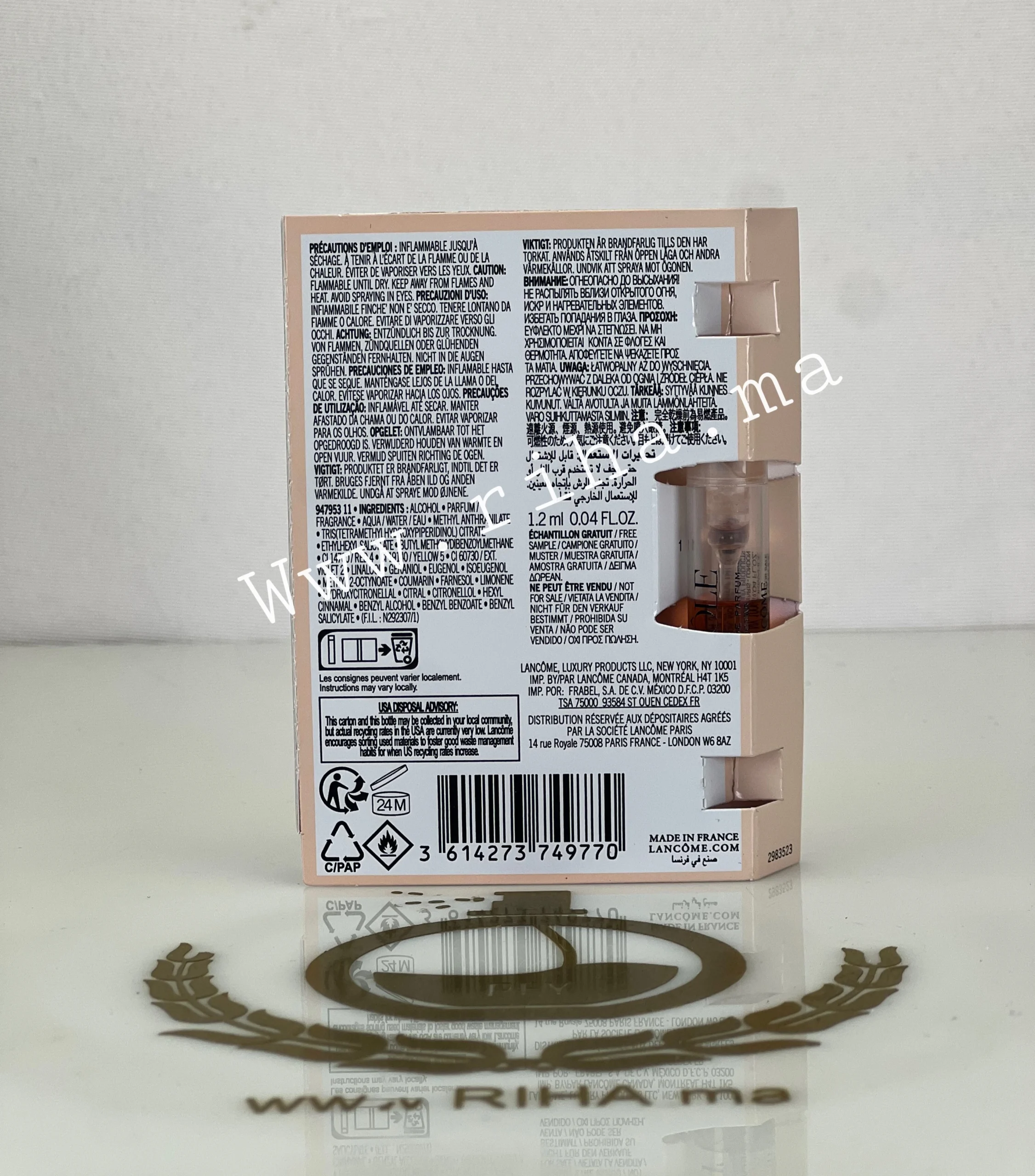 Echantillion Idôle Nectar Lancôme Eau de Parfum PRIX MAROC Echantillion Idôle Nectar Lancôme Eau de Parfum PRIX MAROC