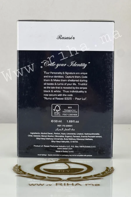 Rumz Al Rasasi 9325 Pour Lui Rasasi pour homme 50ml