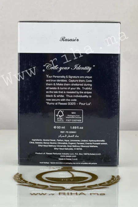 Rumz Al Rasasi 9325 Pour Lui Rasasi pour homme 50ml