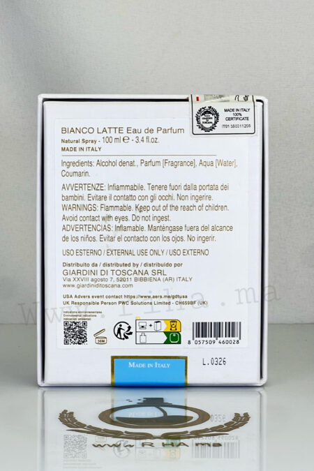 Bianco Latte Giardini Di Toscana Eau de Parfum Pour Femme 100 ML Authentic