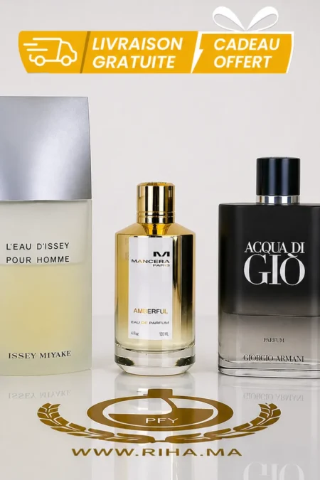 Pack Decantage Promo D'Homme Mancera amberful eau de parfum + Acqua di gio le parfum Goirgio armani + L’eau d’issey pour homme issey miyake Authentic