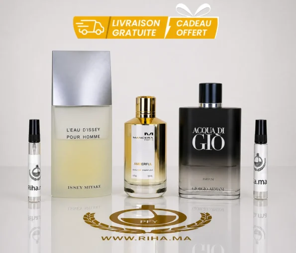 Pack Decantage Promo D'Homme Mancera amberful eau de parfum + Acqua di gio le parfum Goirgio armani + L’eau d’issey pour homme issey miyake Authentic