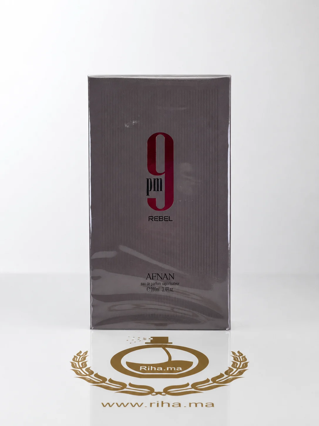 9PM Rebel Afnan Eau de Parfum 100ml Flacon de 9PM Rebel Afnan Eau de Parfum 100ml sur fond noir