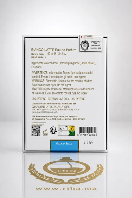 Flacon bianco latte giardini di toscana eau de parfum 100ml fond crème élégant — vue 2
