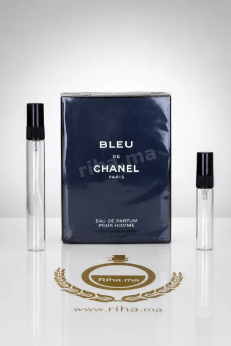 Décantage bleu chanel eau de parfum homme flacon original sur fond élégant