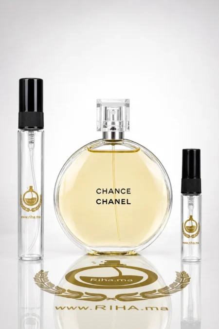 Flacon de decantage Chance Chanel pour femme sur fond blanc