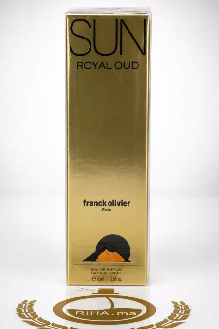 Flacon de royal oud frank Franck Olivier sur fond sombre élégant