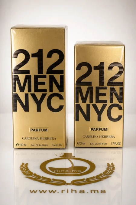 Flacon de parfum 212 men nyc sur fond sombre urbain