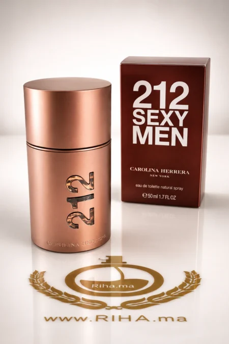 Flacon de 212 sexy men Carolina Herrera sur fond noir élégant