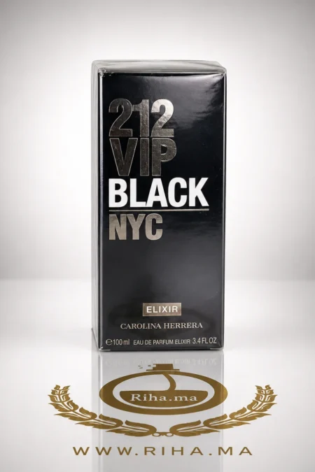 Flacon de parfum 212 Vip Black Elixir noir élégant