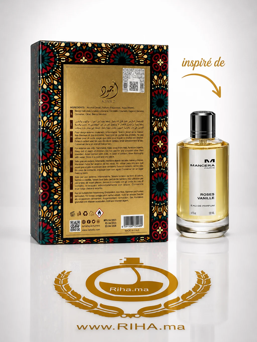 Ajwad Lattafa Eau de Parfum Pour Femme 60 ML Authentic — photo 2 Ajwad Lattafa, parfum boisé pour femme, flacon élégant — vue 2
