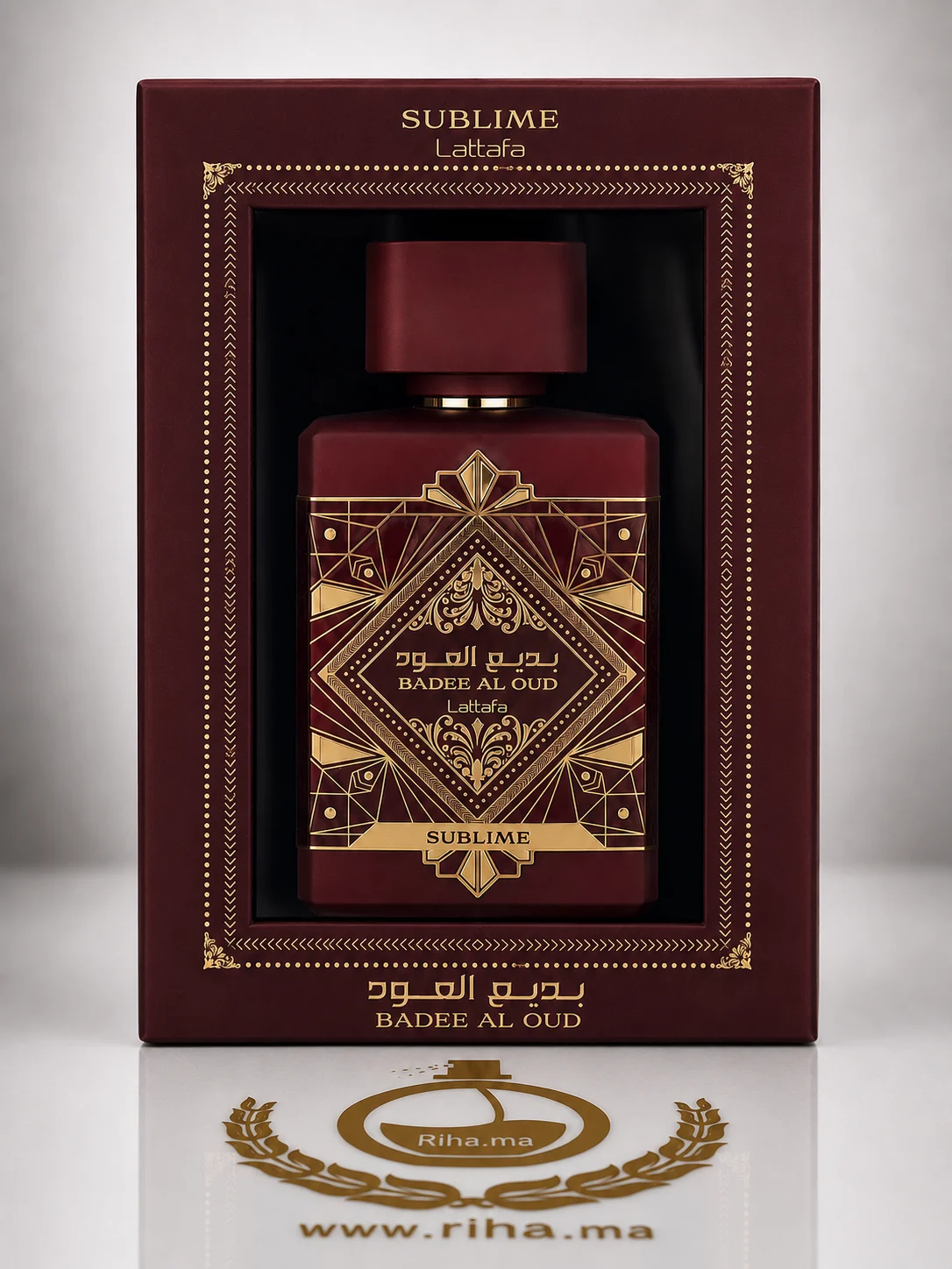 Bade'e Al Oud Sublime Lattafa Parfumes Eau De Parfum 100ml Flacon de parfum badee al oud sublime lattafa parfumes sur fond doré