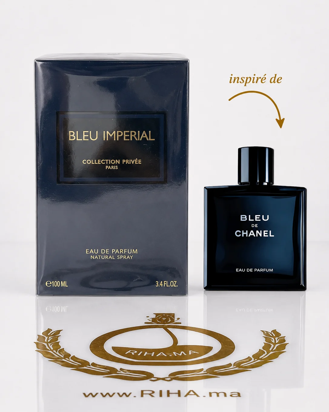 Bleu Imperial Collection Privée eau de parfum 100ml Flacon de parfum bleu imperial collection privee sur fond élégant
