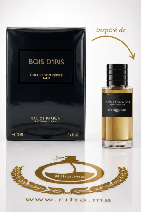 Flacon de parfum bois diris geparlys sur fond élégant