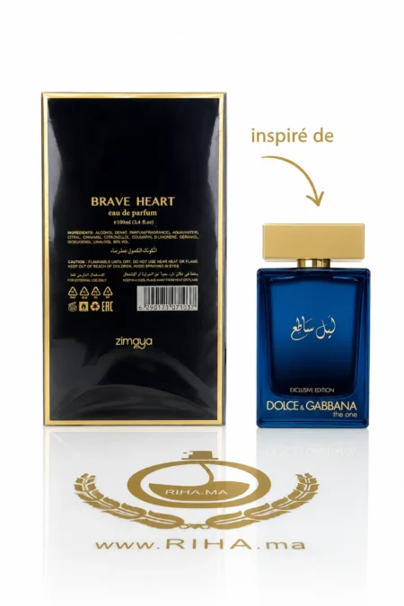 Riha.ma | Vente de Parfum Original Au Maroc Pour Homme Et Femme 20 Flacon de parfum Brave Heart Zimaya sur fond sombre élégant — vue 2
