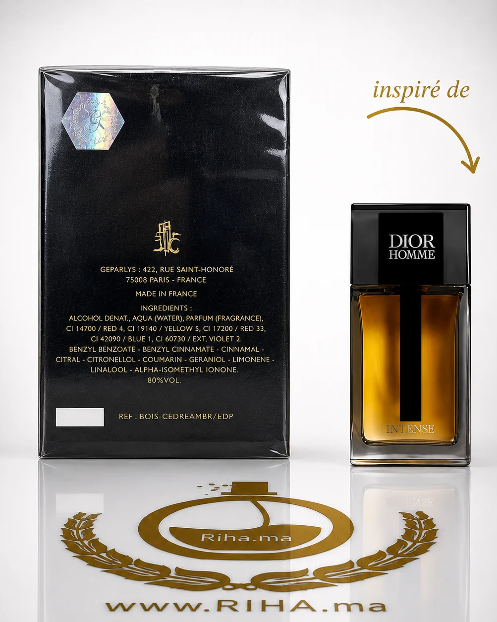 Cèdre Ambré Eau de Parfums pour homme et femme — photo 2 cedre ambre — Flacon de cèdre ambré avec notes de vanille et d'ambre — vue 2