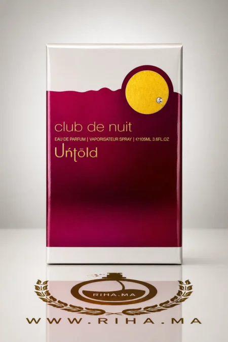 Flacon de parfum club de nuit untold armaf sur fond sombre élégant