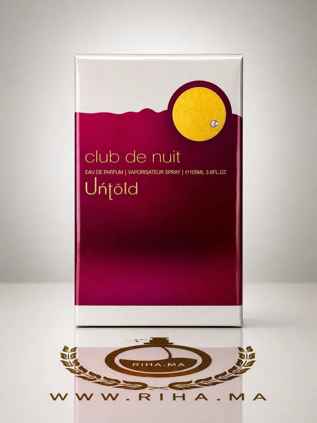 Club de Nuit Untold Armaf Eau de Parfum 105ml Flacon de parfum club de nuit untold armaf sur fond sombre élégant