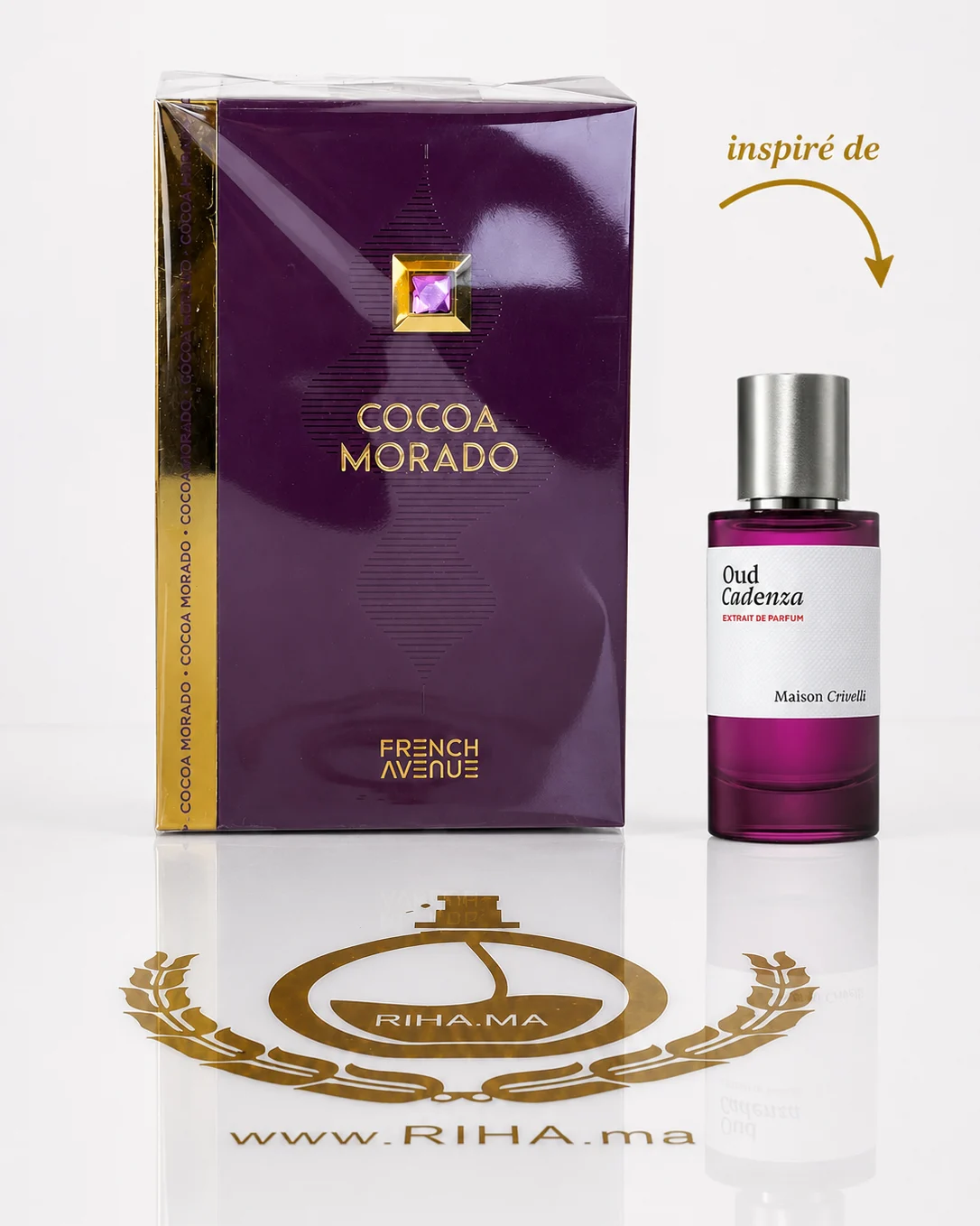 Cocoa Morado French Avenue Eau de Parfum 100ml Flacon de parfum cocoa morado french avenue sur fond sombre élégant