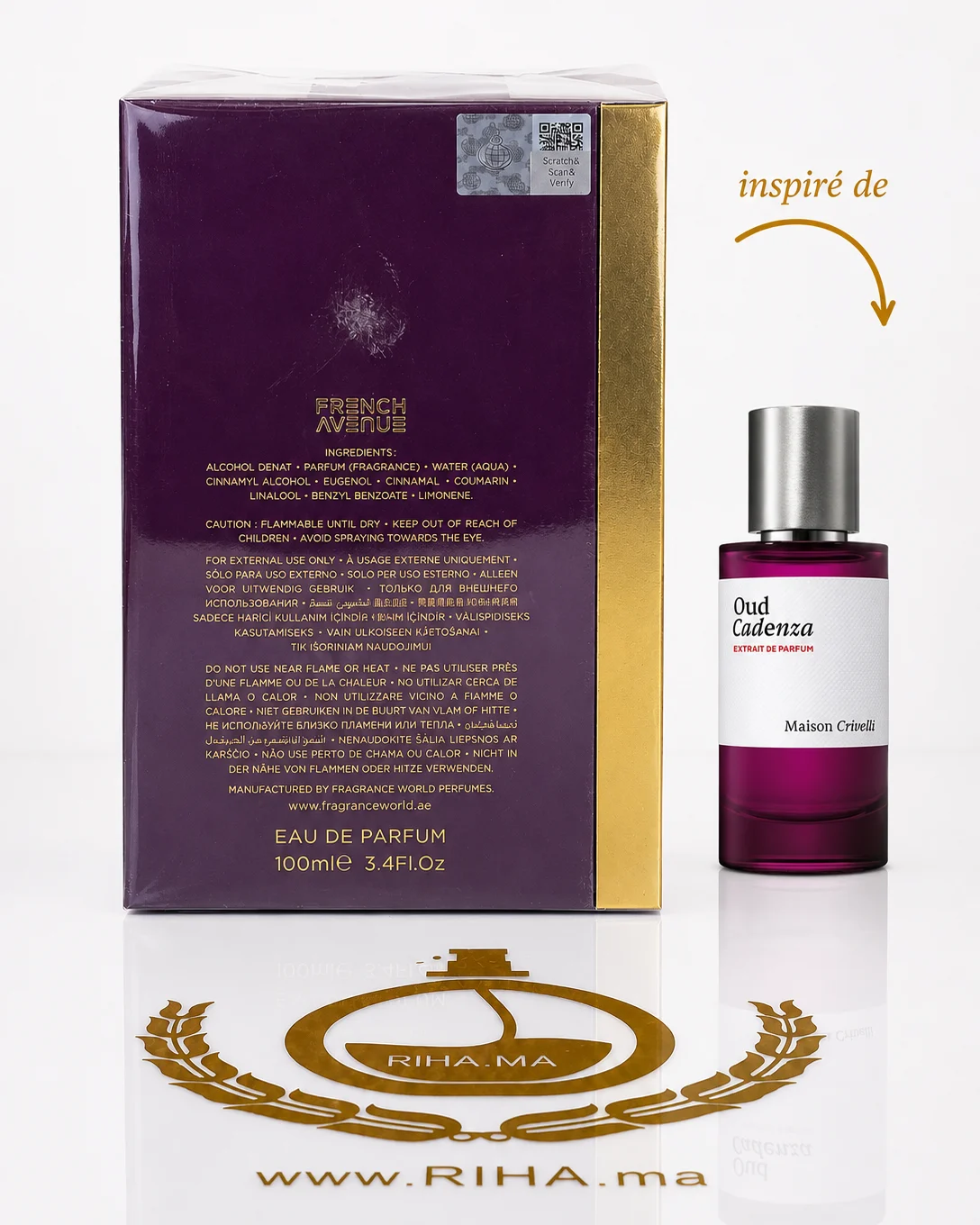 Cocoa Morado French Avenue Eau de Parfum 100ml — photo 2 Flacon de parfum cocoa morado french avenue sur fond sombre élégant — vue 2