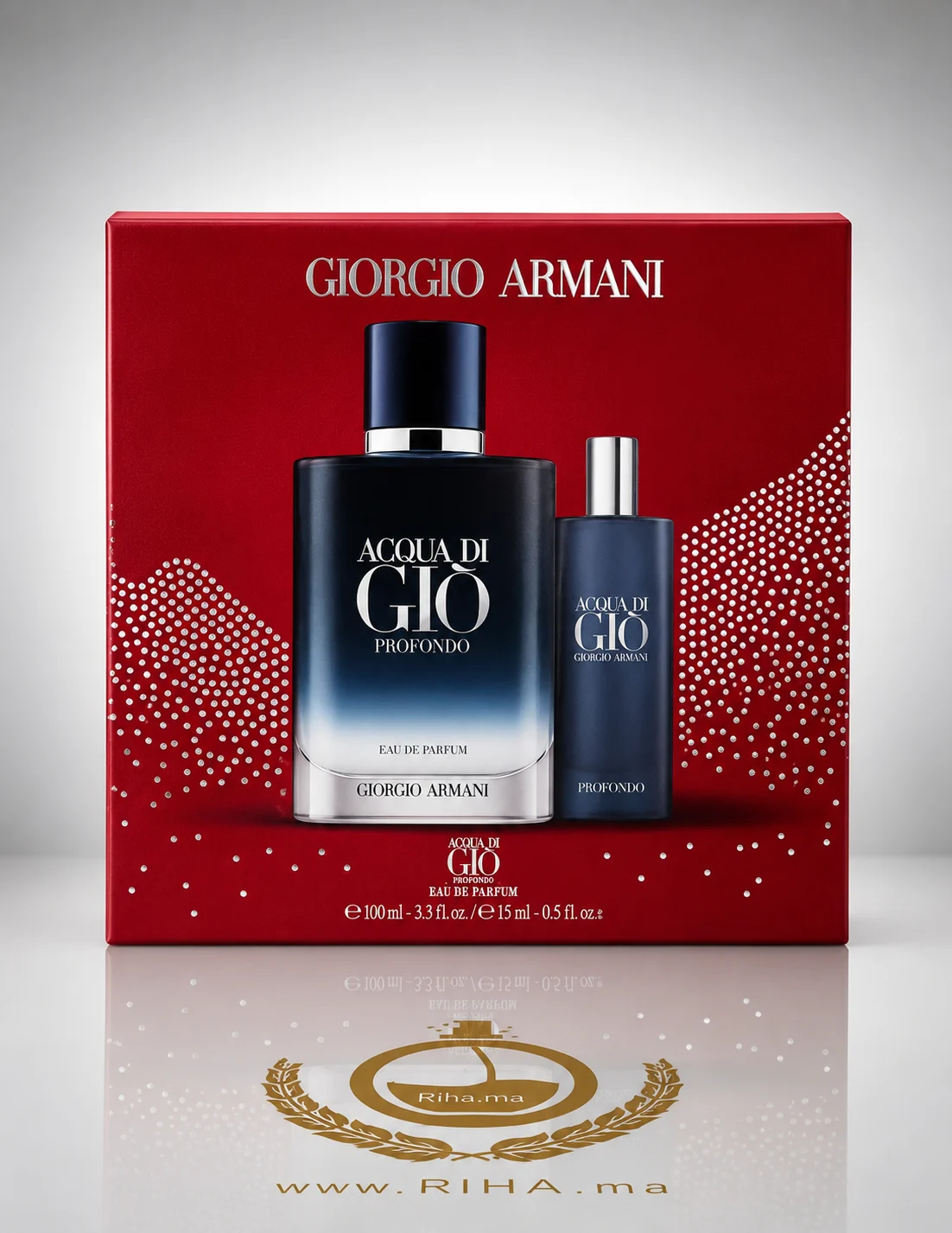 Coffret Acqua di Giò Profondo Giorgio Armani Eau de Parfum 100ml Pour Homme — photo 3 Coffret acqua di Giò Profondo Giorgio Armani flacon bleu profond — vue 3