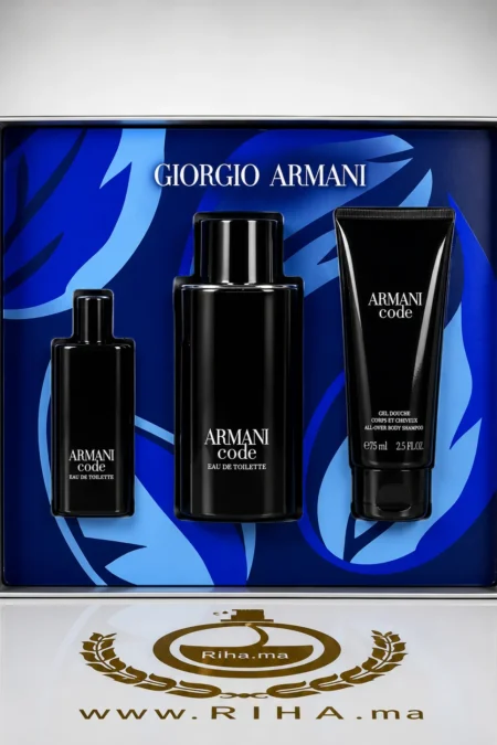 Coffret Armani Code Eau de Toilette 125ml posé sur fond élégant — vue 2