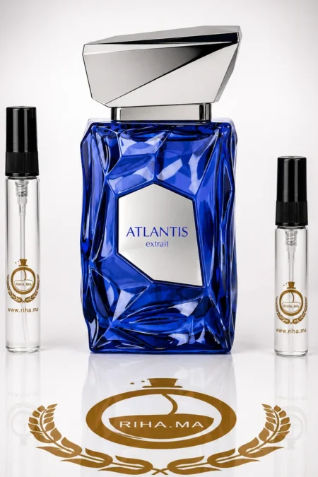 Flacon de décantage Atlantis extrait french avenue sur fond bleu