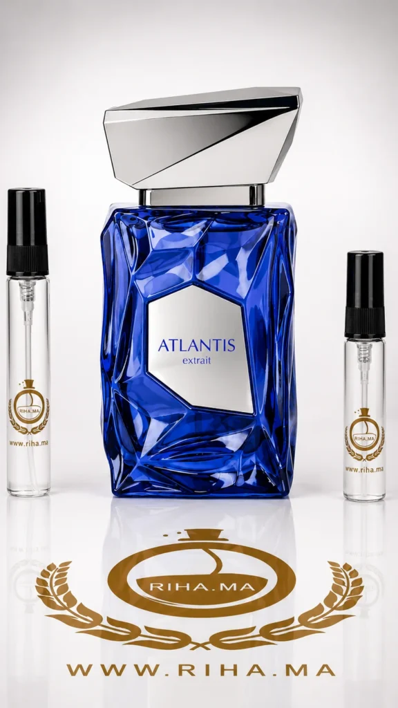 Flacon de décantage Atlantis extrait french avenue sur fond bleu