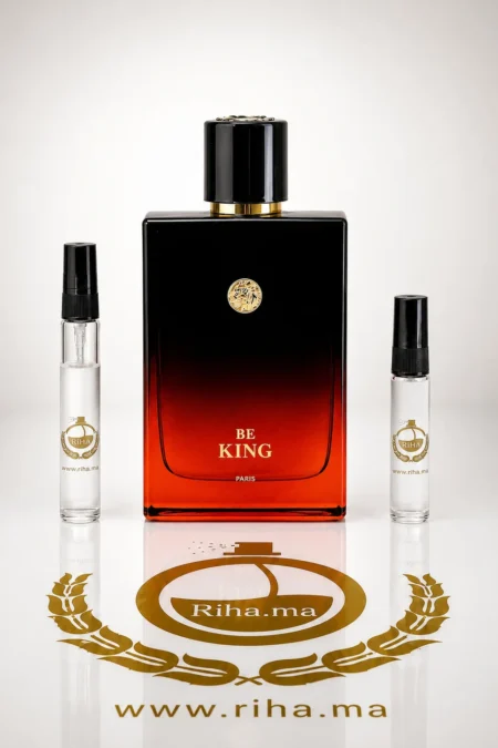 decantage be king geparlys parfums — Flacon de décantage Be King Geparlys Parfums posé sur fond sombre