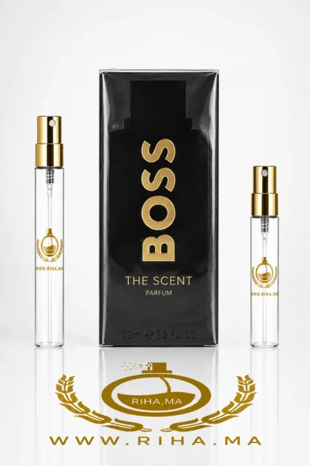 decantage boss the scent — Flacon de décantage Boss The Scent Magnetic posé sur fond noir