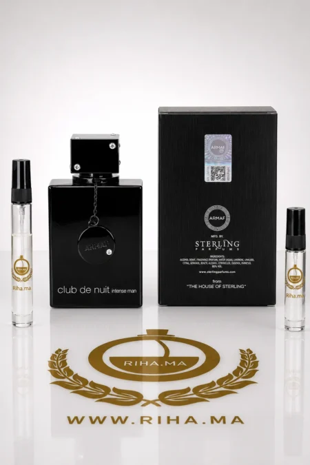 decantage club de nuit intense man armaf — Flacon de décantage club de nuit intense man armaf sur fond sombre — vue 2