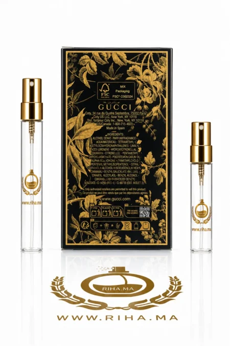 decantage gucci bloom — Flacon de décantage Gucci Bloom posé sur fond floral élégant — vue 2