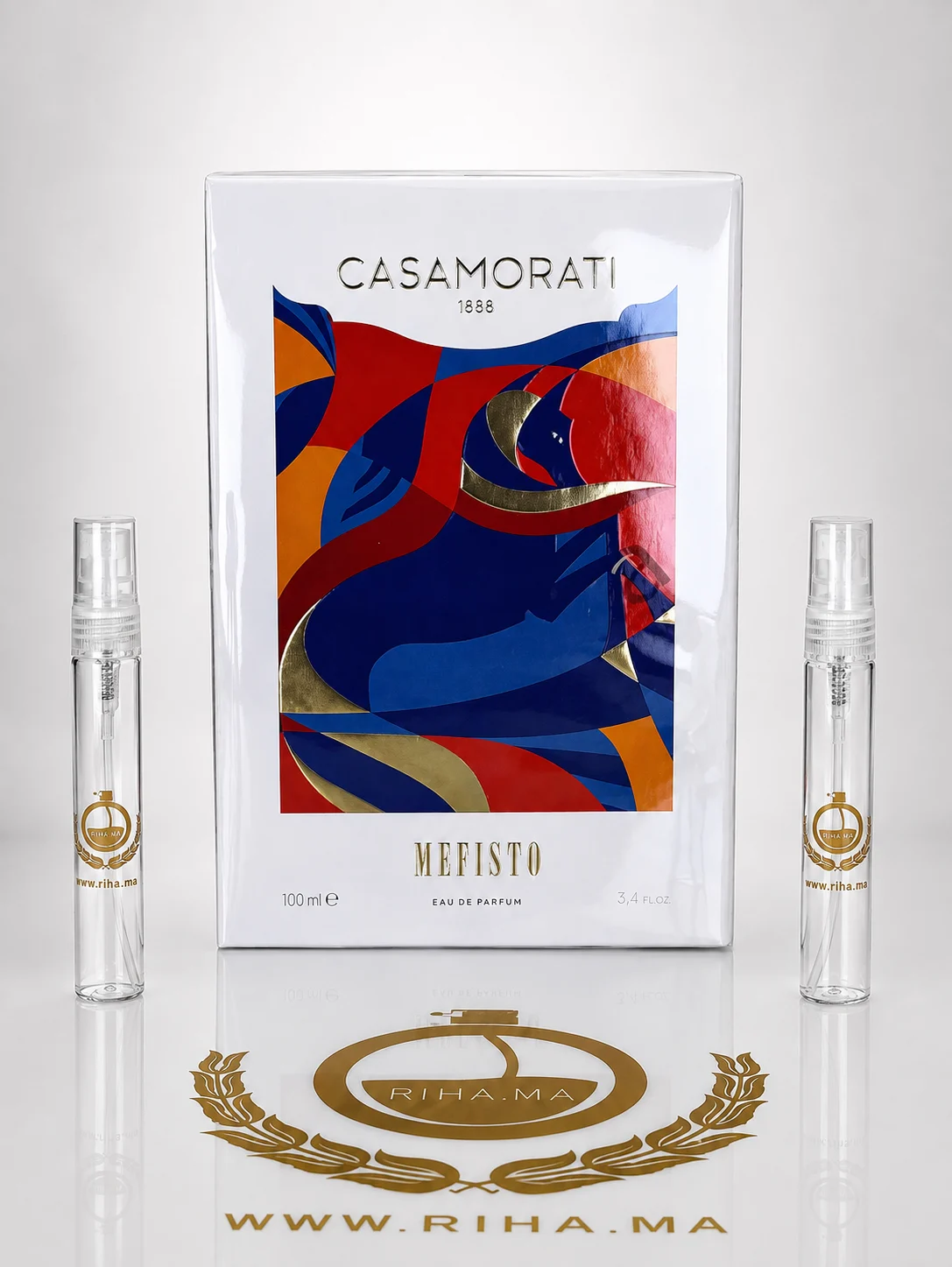 Decantage Mefisto Xerjoff Eau De Parfum Pour Homme Eau De Parfum 100 ml Flacon de decantage mefisto xerjoff posé sur fond élégant