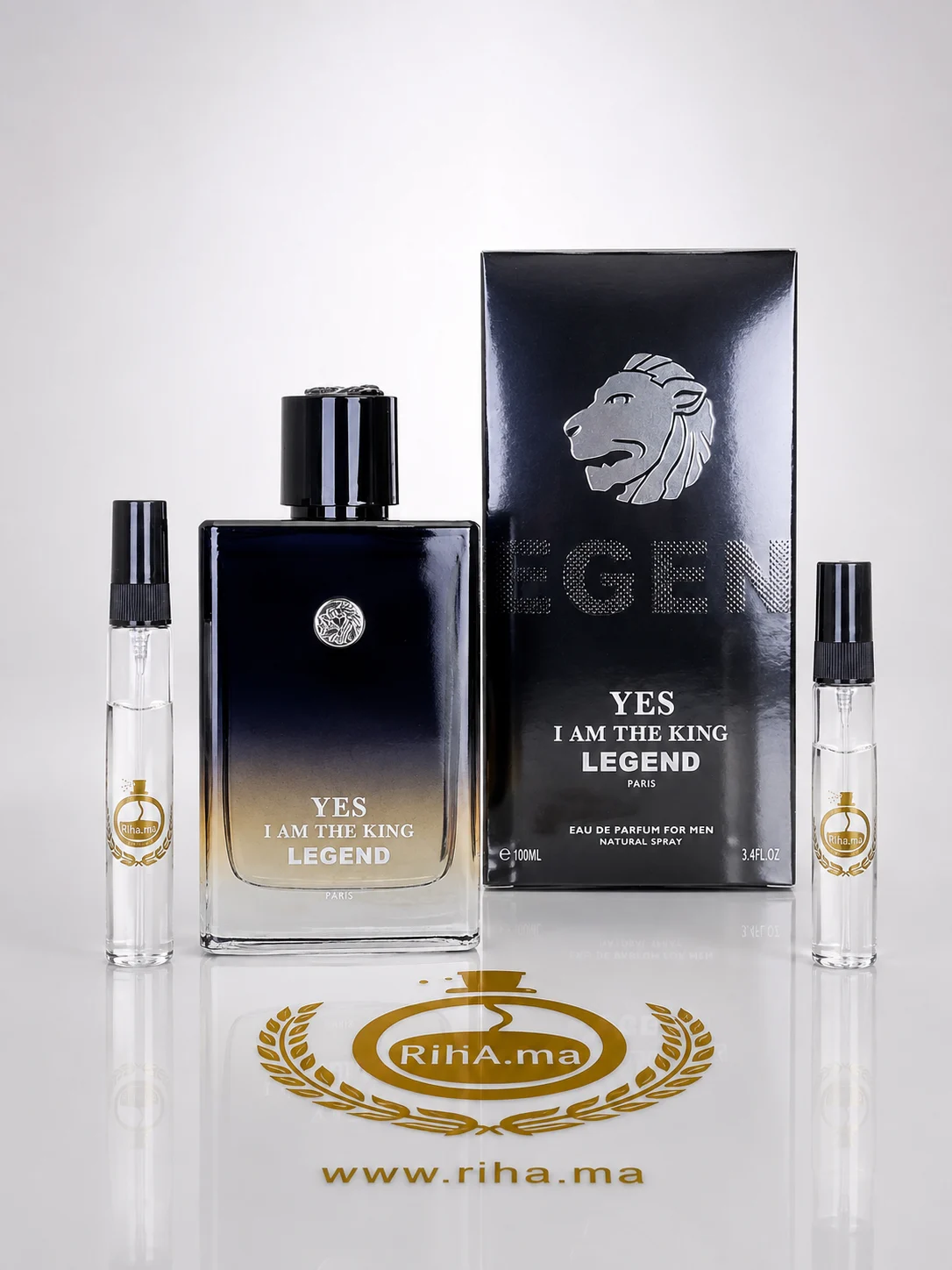 Decantage Yes I Am The King Legend Geparlys Parfums Eau de Parfum For men Authentic decantage yes i am the king legend geparlys — Flacon de décantage yes i am the king legend geparlys posé sur fond sombre
