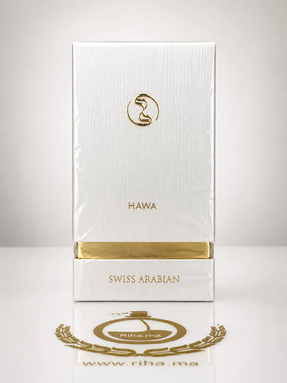 Hawa Swiss Arabian Eau De Parfum pour femme 50ml Flacon de parfum Hawa Swiss Arabian élégant sur fond doré