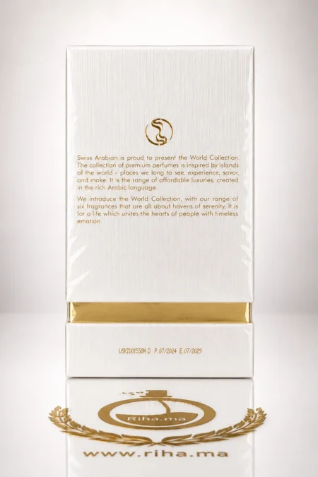 Flacon de parfum Hawa Swiss Arabian élégant sur fond doré — vue 2