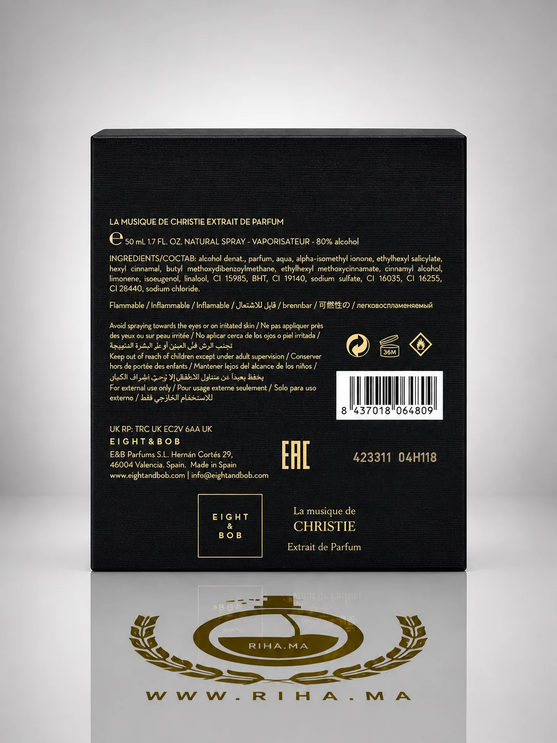 La Musique de Christie EIGHT & BOB Extrait de Parfum Pour Homme 50ML — photo 2 Flacon de La Musique de Christie Eight Bob extrait de parfum — vue 2