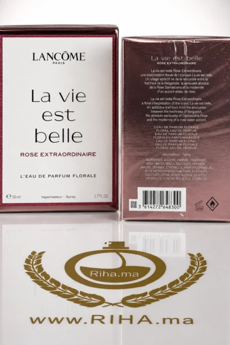 Flacon de la vie est belle rose extraordinaire lancome sur fond rose élégant — vue 2