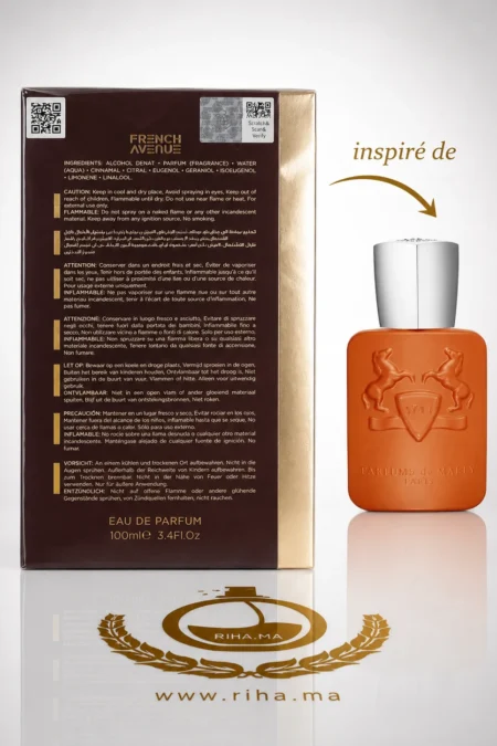Flacon de parfum liquid brun french avenue sur fond sombre — vue 2