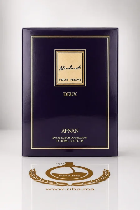 Flacon de parfum modest deux afnan avec notes gourmandes