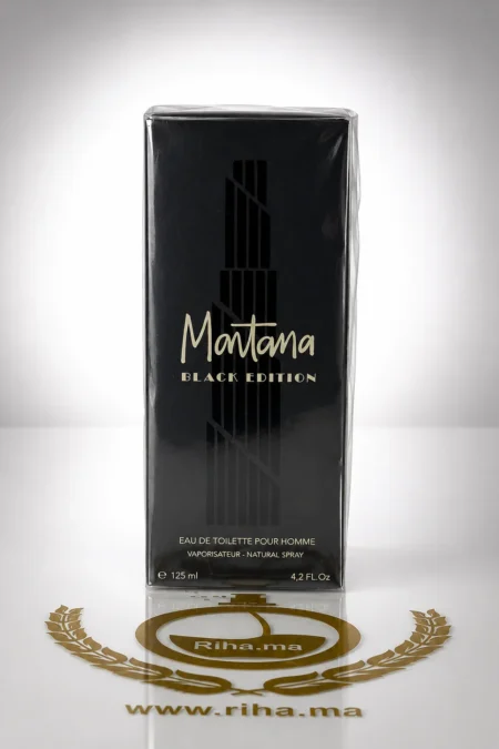 Flacon de parfum Montana black edition noir et élégant