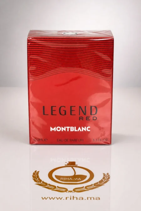 Flacon de parfum Montblanc Legend Red sur fond élégant