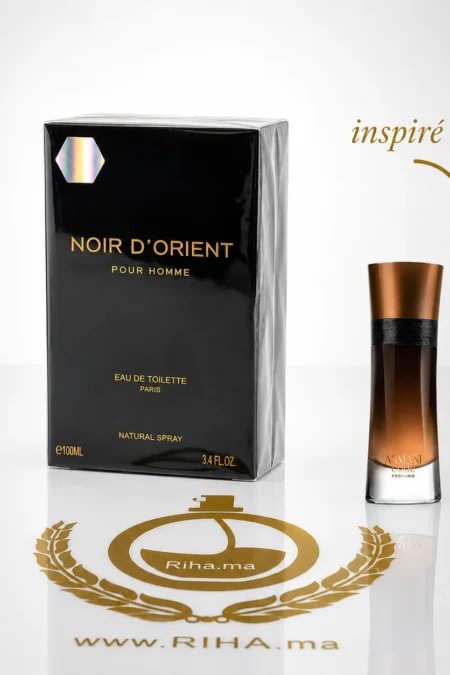Flacon de parfum noir dorient evody boisé épicé