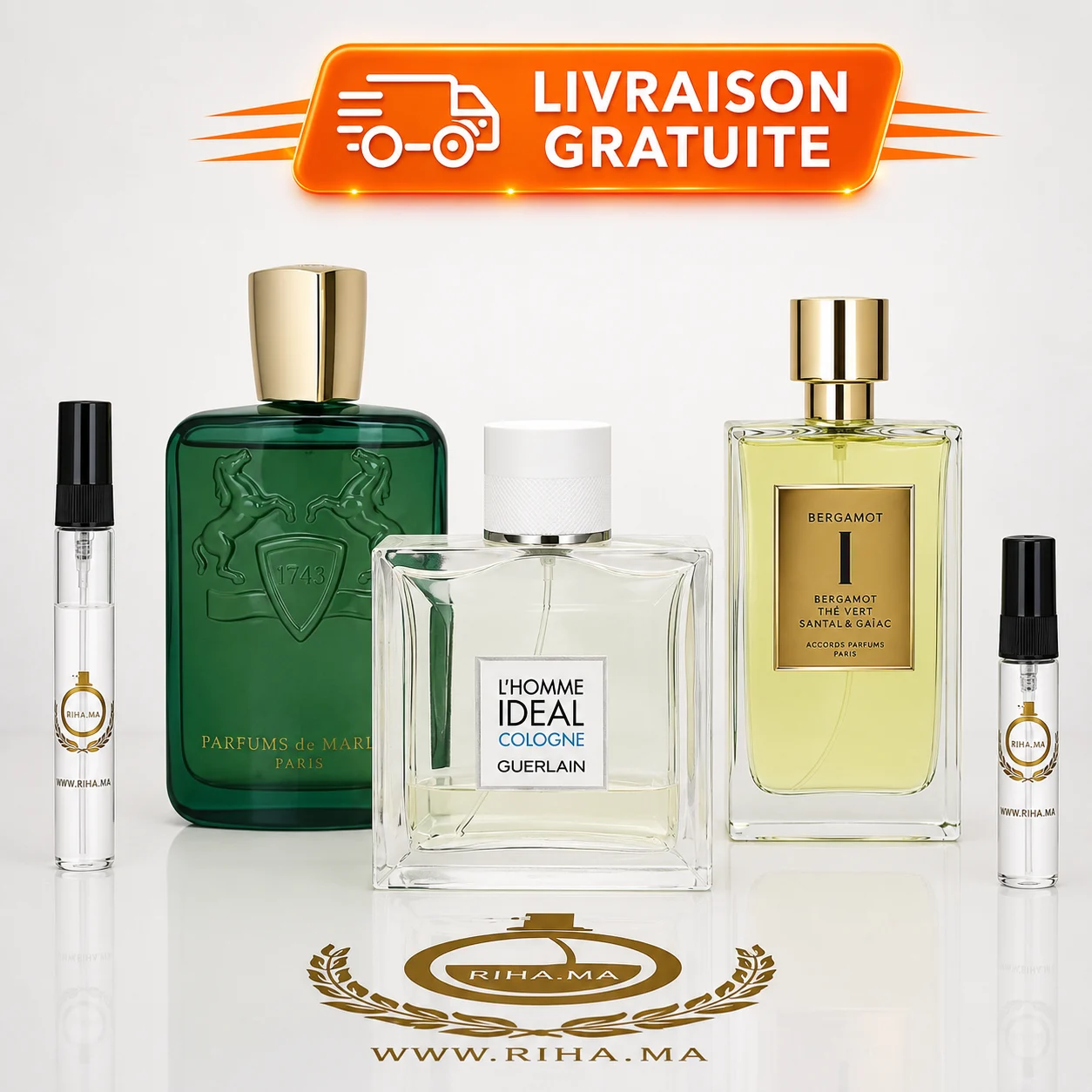 Pack Décantage Promo Homme Rosendo Mateu Nº 1 + Greenley de Marly +Guerlain L’Homme Idéal Cologne Authentic Pack décantage homme avec trois flacons de parfum originaux
