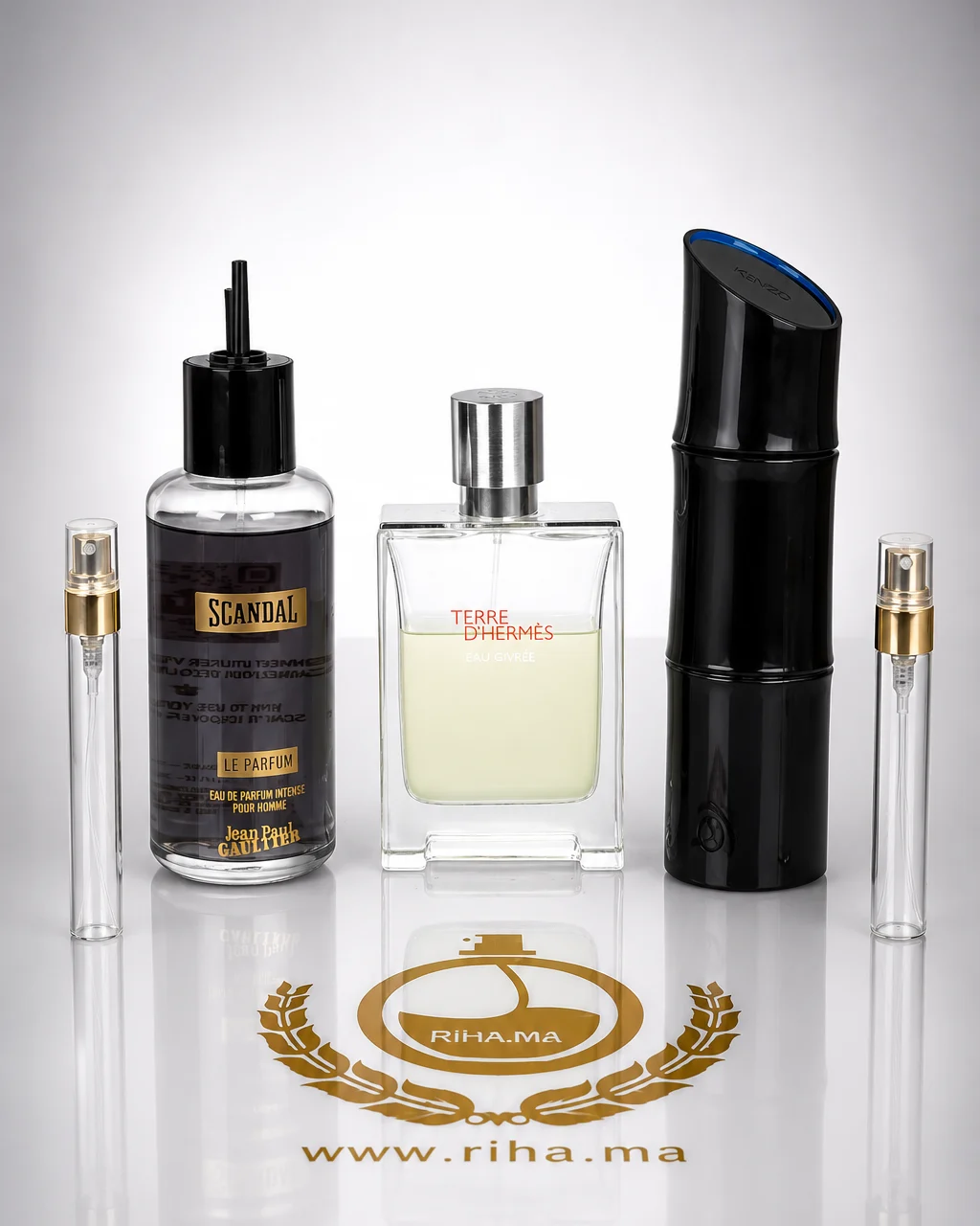 pack decantage promo / Scandal Le Parfum / Terre d'Hermes Eau Givrée / Kenzo Homme -5ml -10ml Pack decantage promo avec trois flacons de parfum