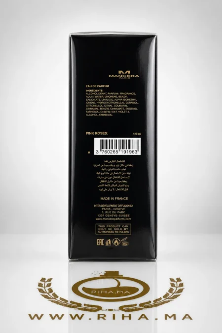 Flacon de parfum pink roses mancera sur fond rose élégant — vue 2